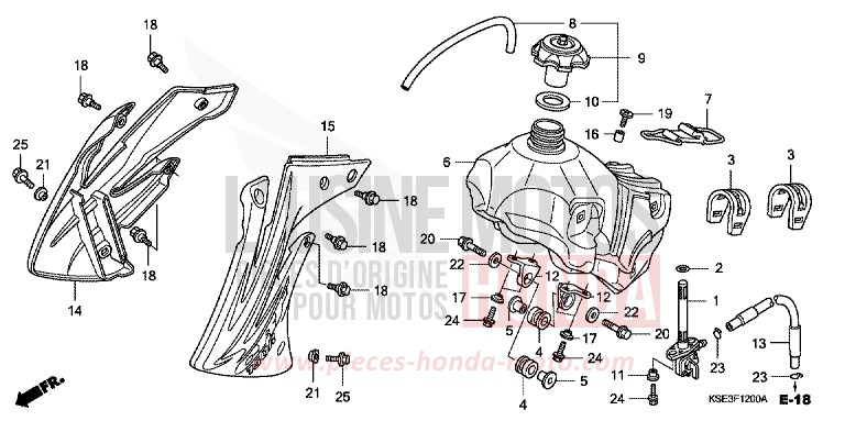 RESERVOIR A CARBURANT de CRF150R "Grandes Roues" EXTREME RED (R292) 2007